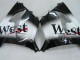 Carenados Moto Kawasaki ZX9R 2000-2001 - Negro Brillante Blanco West Asequibles