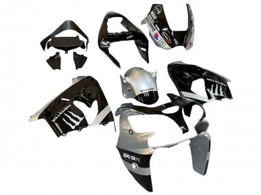 Carenados Moto Kawasaki ZX9R 2002-2003 - Plata Negro Brillante Monstruo Elf Asequibles