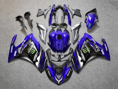 Carenados Moto Yamaha YZF R3/R25 2015-2018 - Azul Plata Negro Monstruo Asequibles