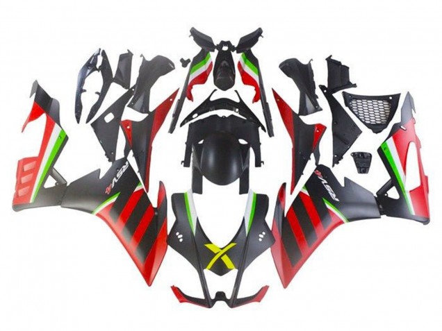 Carenados Moto Aprilia RSV4 1000 2009-2015 - Negro Mate Rojo Verde Raya Asequibles