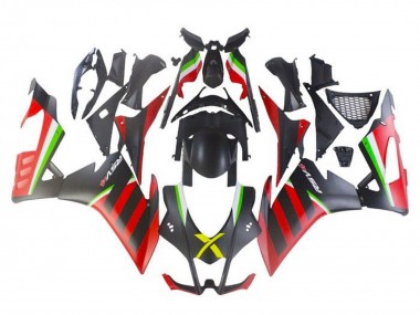 Carenados Moto Aprilia RSV4 1000 2016-2020 - Negro Mate Rojo Verde Raya Asequibles