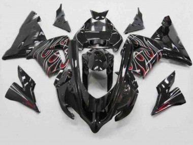 Carenados Moto Kawasaki ZX10R 2004-2005 - Negro Rojo Blanco Llama Asequibles