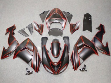 Carenados Moto Kawasaki ZX10R 2006-2007 - Negro Mate Rojo Pinstripe Asequibles