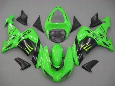 Carenados Moto Kawasaki ZX10R 2006-2007 - Verde Negro Brillante Monstruo Dunlop Asequibles