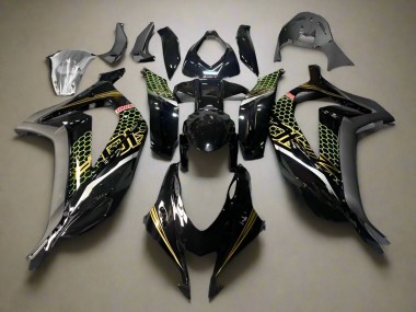 Carenados Moto Kawasaki ZX10R 2016-2020 - Negro Brillante Oro Honeycomb Asequibles