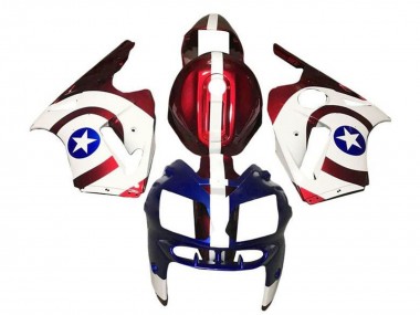 Carenados Moto Kawasaki ZX12R 2000-2001 - Rojo Caramelo Blanco Azul Captain America Asequibles