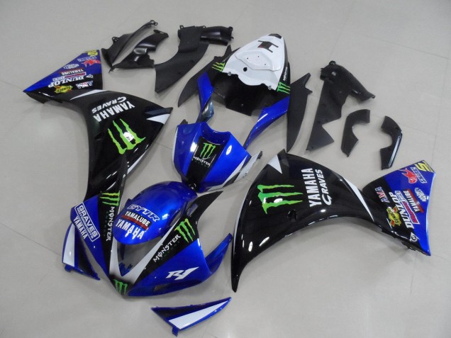 Carenados Moto Yamaha YZF R1 2012-2014 - Blanco Azul Negro Brillante Verde Graves Yamalube Monstruo Asequibles