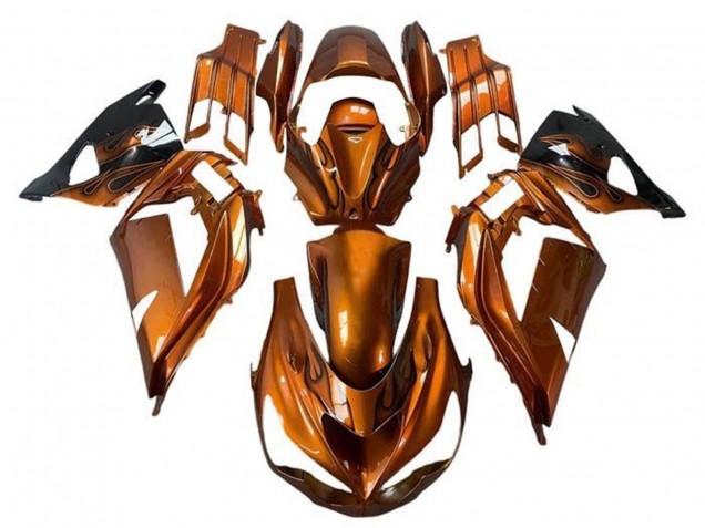 Carenados Moto Kawasaki ZX14R ZZR1400 2012-2024 - Rust Naranja Llama Asequibles