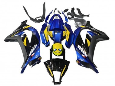 Carenados Moto Kawasaki EX300 2013-2024 - Azul Amarillo Negro Tiburón Asequibles