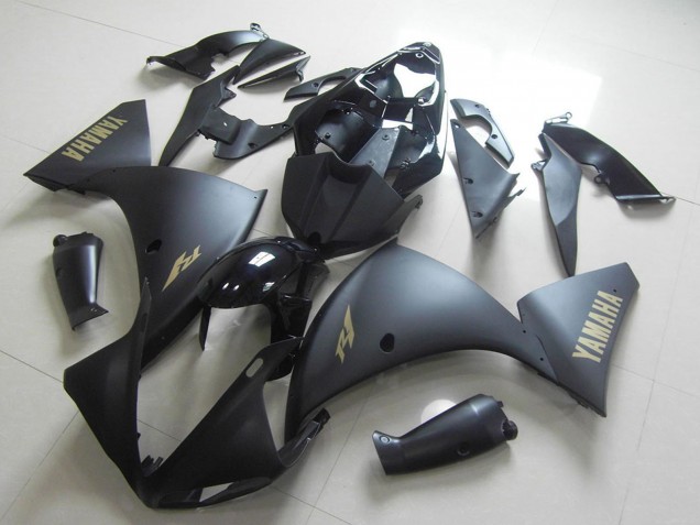 Carenado Moto Yamaha YZF R1 2012-2014 - Negro Brillante Negro Mate Oro Calcomanías Asequibles