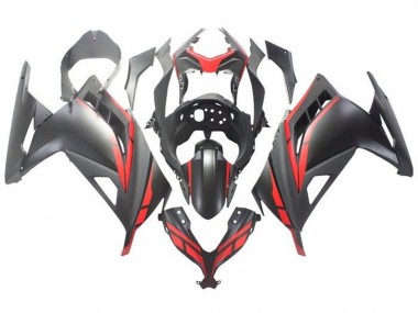Carenado Moto Kawasaki EX300 2013-2024 - Negro Mate Rojo Asequibles