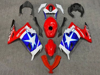 Carenados Moto Kawasaki EX300 2013-2024 - Blanco Rojo Azul Estrella Captain America Asequibles