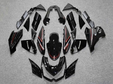 Carenados Moto Kawasaki Z1000 2010-2013 - Negro Brillante Rojo Raya Asequibles