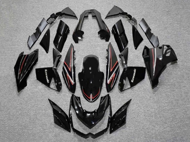 Carenados Moto Kawasaki Z1000 2010-2013 - Negro Brillante Rojo Raya Asequibles