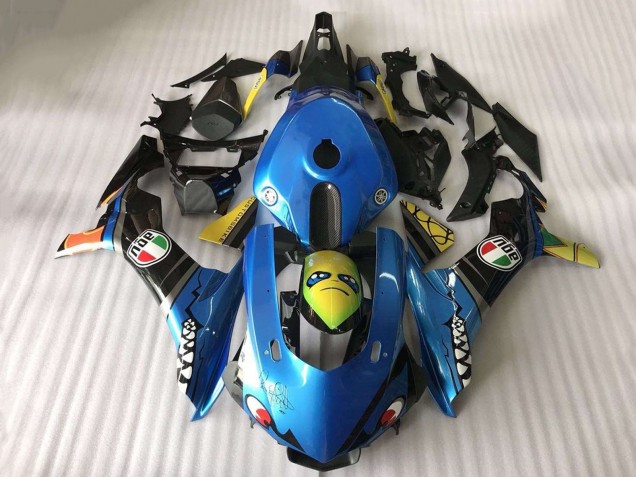 Carenado Moto Yamaha YZF R1 2015-2019 - Azul Amarillo Tiburón Asequibles