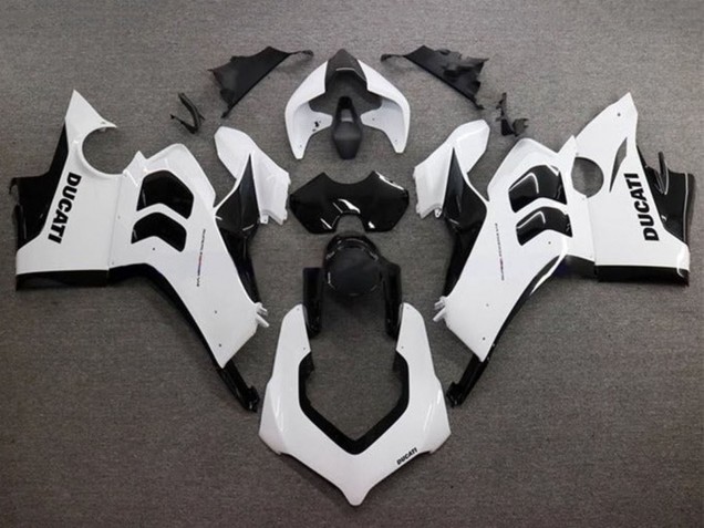 Carenados Moto Ducati Panigale V4 V4S 2020-2021 - Blanco Brillante Negro Brillante Asequibles