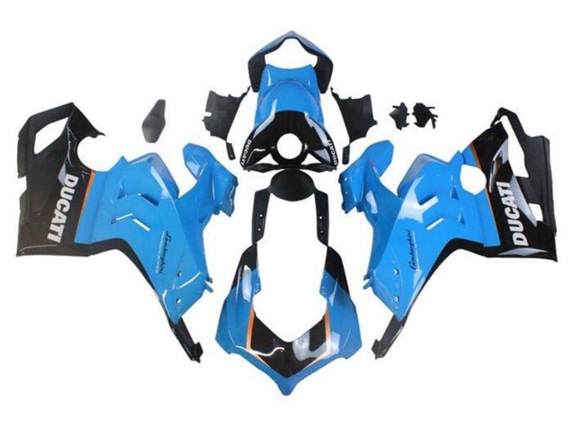 Carenados Moto Ducati Panigale V4 V4S 2020-2021 - Azul Claro Naranja Negro Brillante Asequibles
