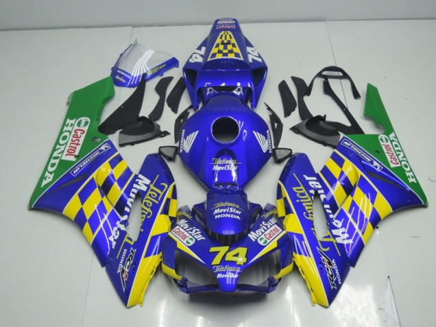 Carenados Moto Honda CBR1000RR 2004-2005 - Azul Amarillo Verde MoviStar Asequibles