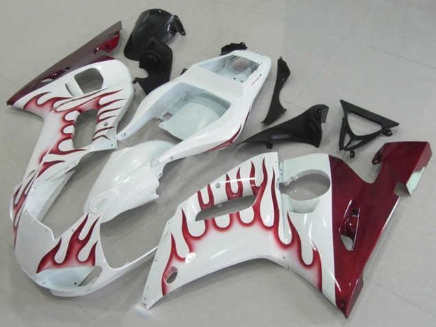 Carenados Moto Yamaha YZF R6 1998-2002 - Blanco Rojo Llama Asequibles