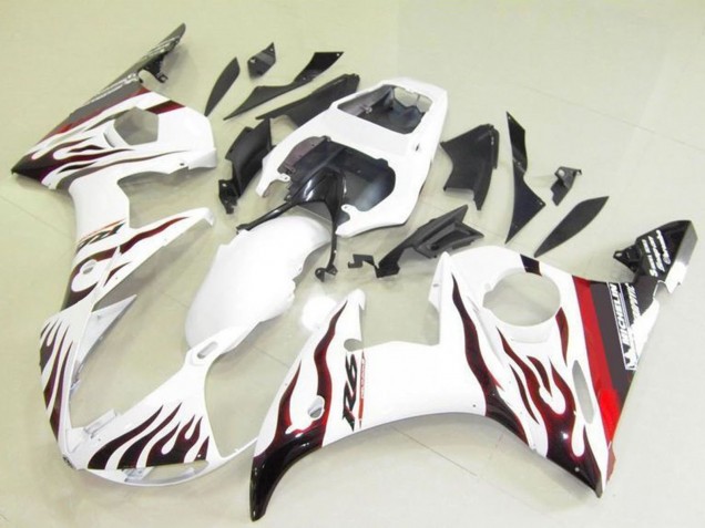 Carenados Moto Yamaha YZF R6 2003-2004 - Blanco Rojo Negro Llama Michelin Asequibles