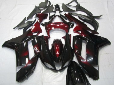 Carenados Moto Kawasaki ZX6R 2007-2008 - Negro Rojo Oscuro Asequibles