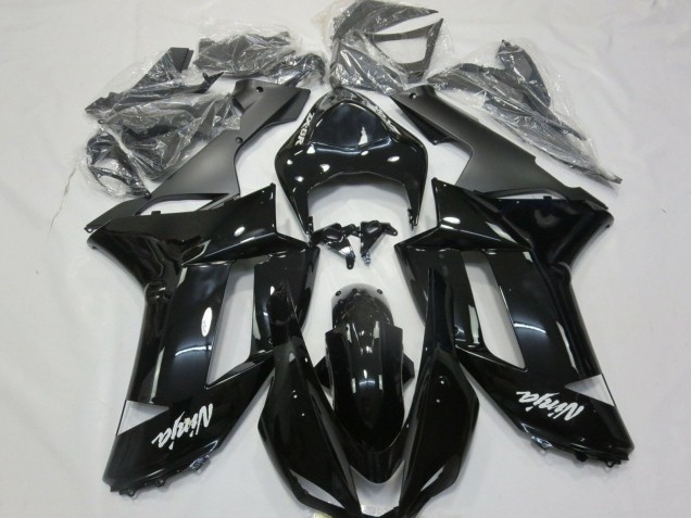 Carenados Moto Kawasaki ZX6R 2007-2008 - Negro Brillante Negro Mate Blanco Calcomanías Asequibles