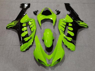Carenados Moto Kawasaki ZX6R 2007-2008 - Verde Negro Llama Asequibles