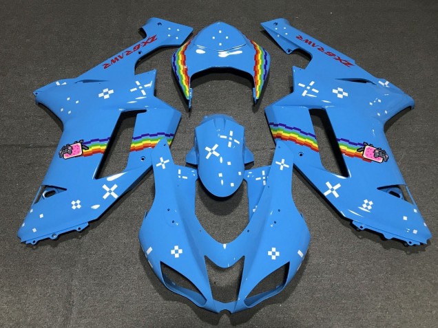 Carenados Moto Kawasaki ZX6R 2007-2008 - Azul Claro Arcoíris Asequibles