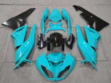 Carenados Moto Kawasaki ZX6R 2007-2008 - Turquesa Azul Negro Negro Mate Asequibles