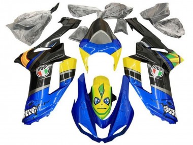 Carenados Moto Kawasaki ZX6R 2007-2008 - Azul Negro Amarillo Tiburón Asequibles