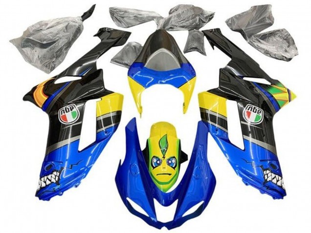 Carenados Moto Kawasaki ZX6R 2007-2008 - Azul Negro Amarillo Tiburón Asequibles