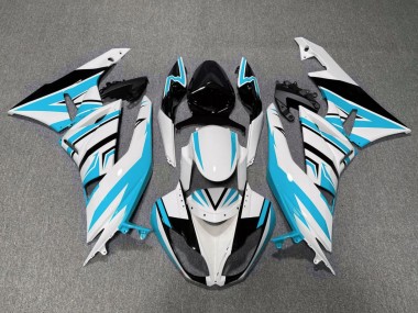 Carenados Moto Kawasaki ZX6R 2009-2012 - Blanco Azul Claro Negro Asequibles