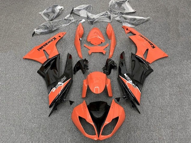 Carenado Moto Kawasaki ZX6R 2009-2012 - Naranja Negro Brillante Asequibles