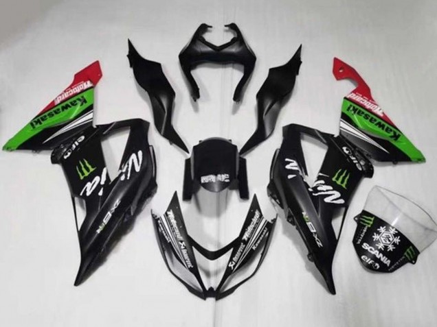Carenados Moto Kawasaki ZX6R 2013-2018 - Negro Mate Verde Rojo Blanco Monstruo Nieve Asequibles