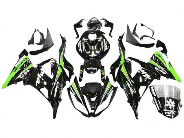 Carenados Moto Kawasaki ZX6R 2013-2018 - Negro Brillante Verde Blanco Monstruo Nieve Asequibles