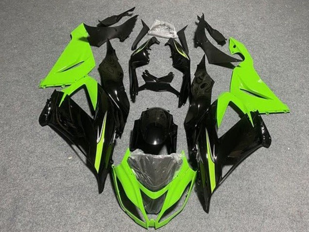 Carenados Moto Kawasaki ZX6R 2013-2018 - Verde Claro Negro Brillante Asequibles