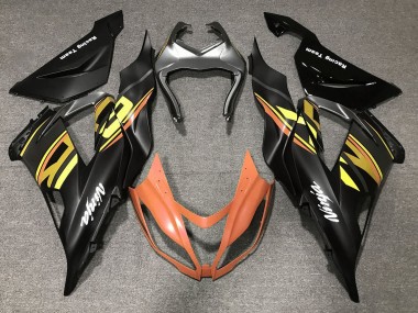 Carenados Moto Kawasaki ZX6R 2013-2018 - Negro Mate Naranja Oro Asequibles