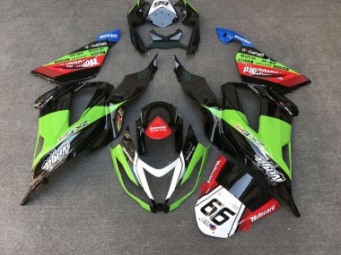 Carenados Moto Kawasaki ZX6R 2013-2018 - Verde Negro Rojo Blanco Motocard 66 Asequibles