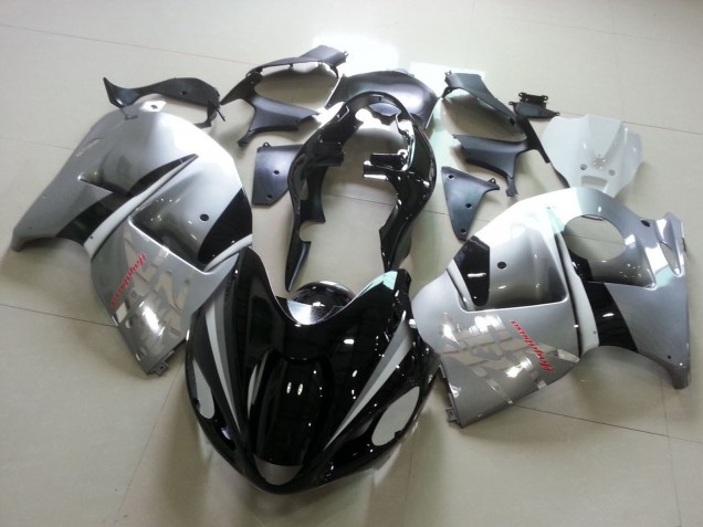 Carenados Moto Suzuki GSXR 1300 Hayabusa 1996-2007 - Negro Brillante Plata Chrome Asequibles