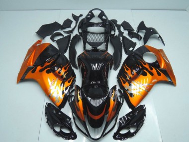 Carenados Moto Suzuki GSXR 1300 Hayabusa 2008-2020 - Negro Brillante Naranja Llama Asequibles