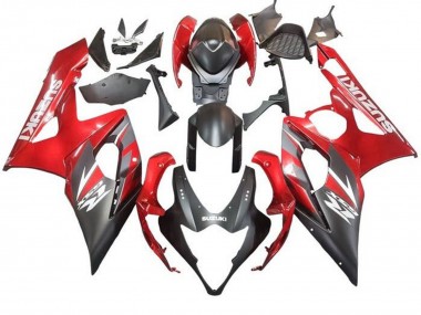 Carenado Moto Suzuki GSXR 1000 2005-2006 - Negro Mate Rojo Asequibles
