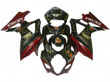Carenados Moto Suzuki GSXR 1000 2007-2008 - Negro Rojo Oro BACARDI Asequibles