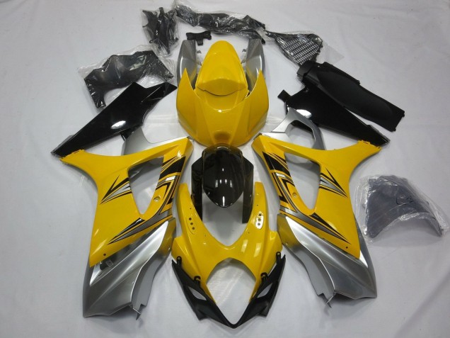 Carenados Moto Suzuki GSXR 1000 2007-2008 - Amarillo Plata Negro Asequibles