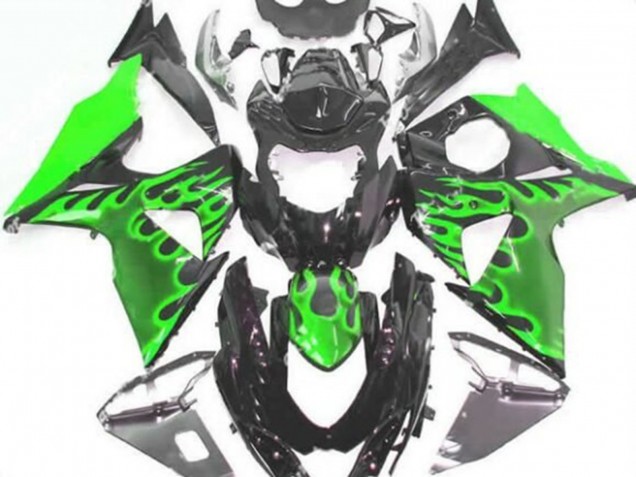 Carenados Moto Suzuki GSXR 1000 2009-2016 - Negro Brillante Verde Llama Asequibles