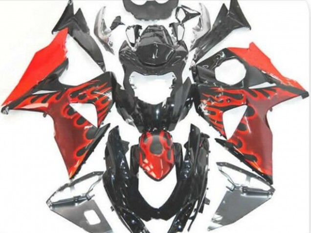 Carenados Moto Suzuki GSXR 1000 2009-2016 - Negro Brillante Rojo Llama Asequibles