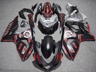 Carenados Moto Suzuki GSXR 1000 2009-2016 - Negro Mate Rojo Pinstripe Asequibles