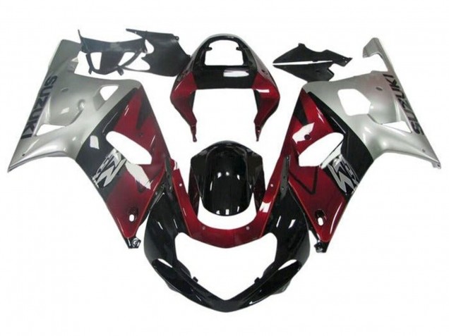Carenado Moto Suzuki GSXR 600 / GSXR 750 2001-2003 - Plata Rojo Negro Brillante Asequibles