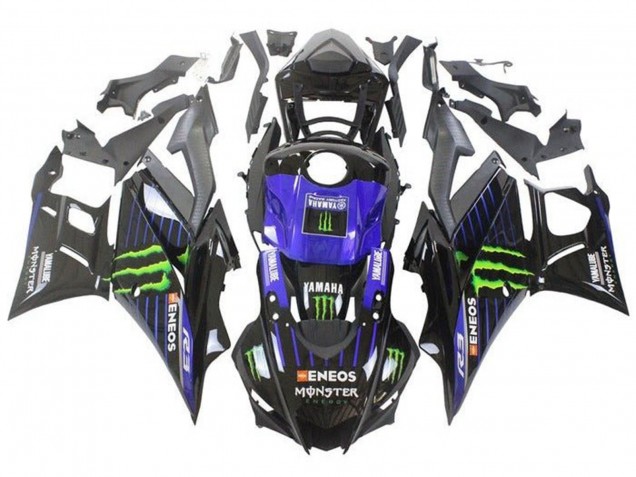 Carenados Moto Yamaha YZF R3/R25 2019-2021 - Azul Negro Brillante Verde ENEOS Monstruo Asequibles