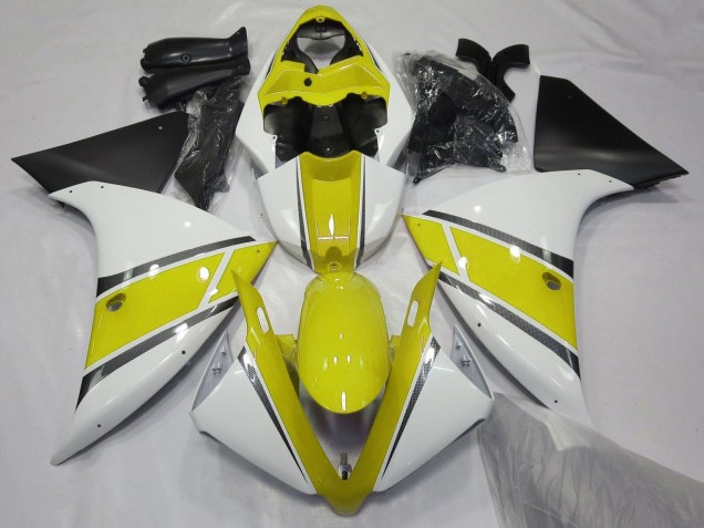 Carenados Moto Yamaha YZF 1000 R1 2009-2011 - Blanco Amarillo Negro Mate Asequibles