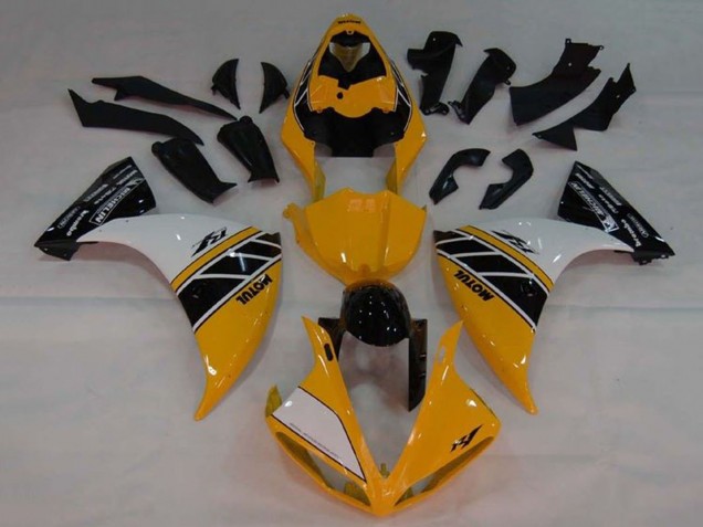 Carenado Moto Yamaha YZF 1000 R1 2009-2011 - Amarillo Blanco Negro Raya Asequibles